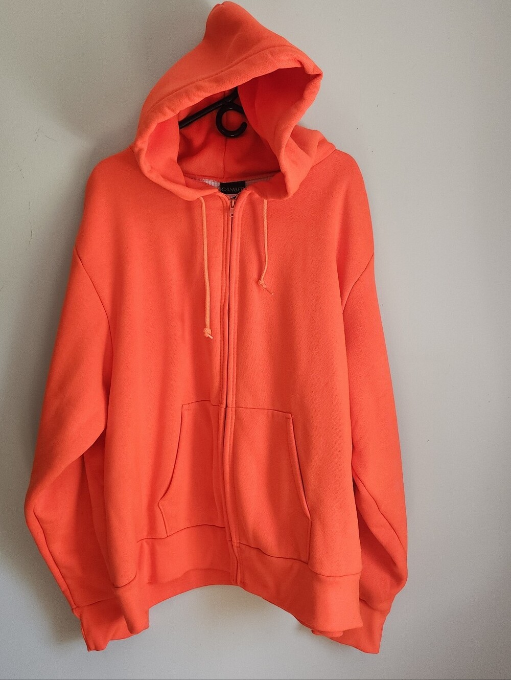 VTG CAMBER 90s Orange Blaze Thermal Lined Full Zip Made USA Workwear Hoodie 3XL